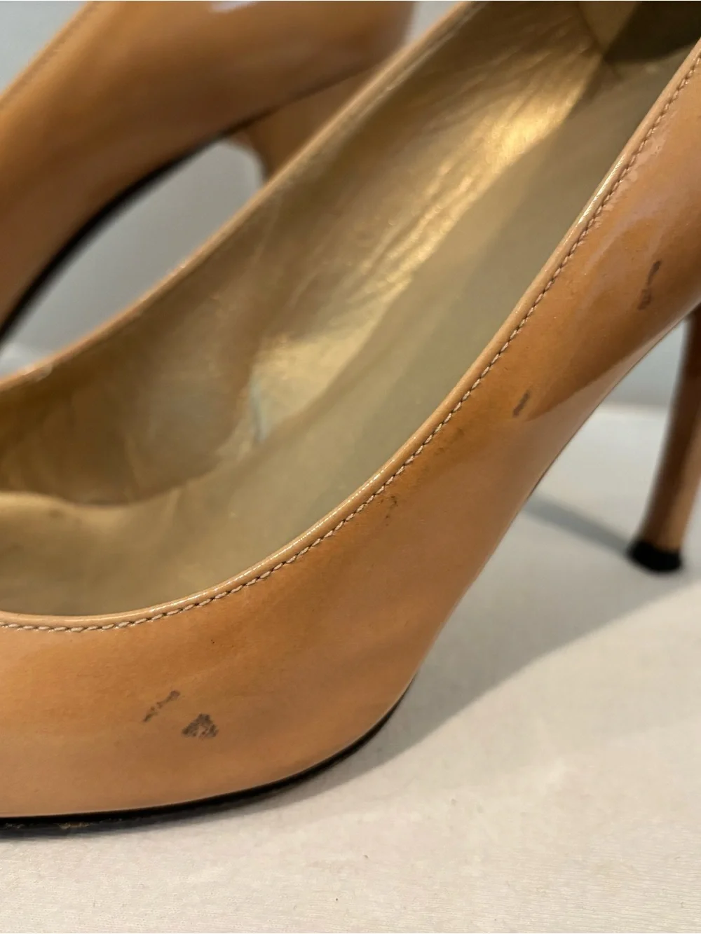 Stuart Weitzman Patent Nude Pointed-Toe Stiletto Pumps